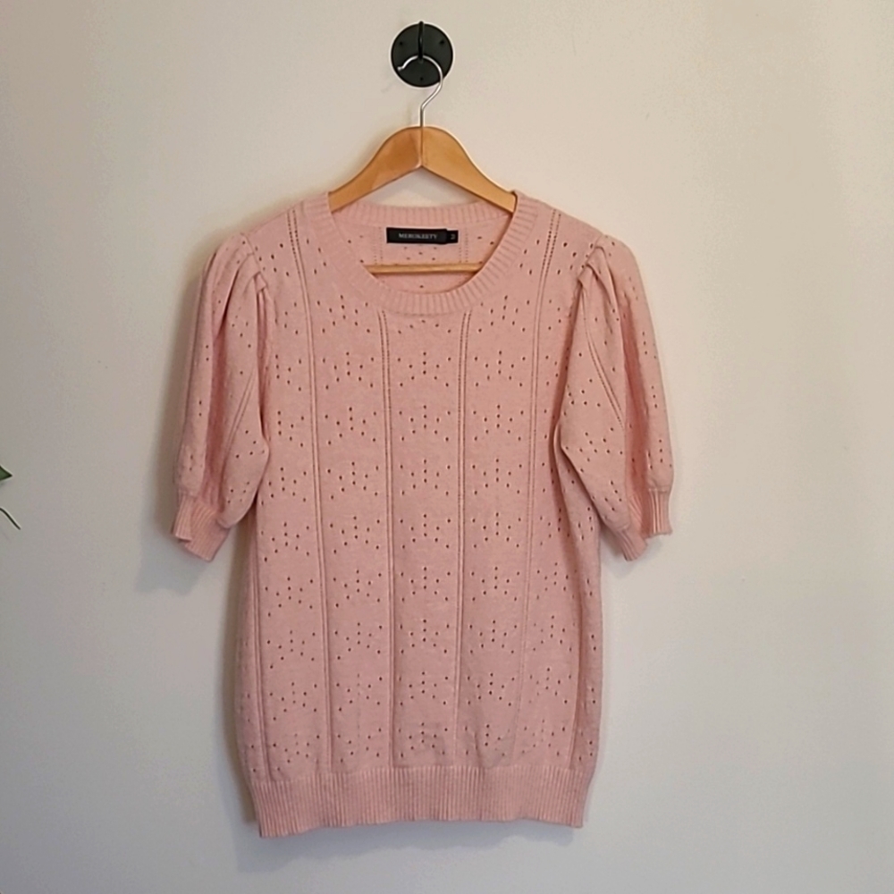Pink Puff Sleeve Sweater *Cottagecore*